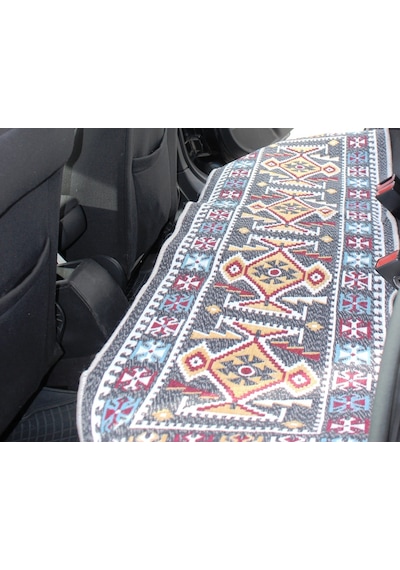Pratik Oto Koltuk Kilim Seti 3 Parça Makine Dokuma Akrilik & Polyester Saçaklı - Gri