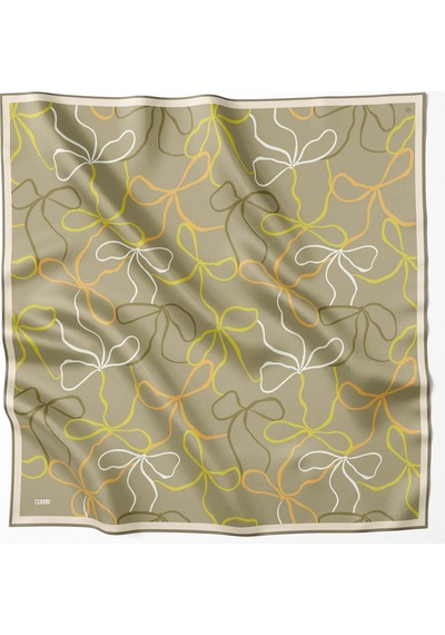 Belli Twill İpek Eşarp - 4113-34 Yağ Yeşili Yağ Yeşili