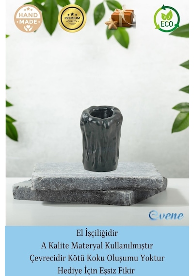 Mumluk Şamdan Tealight Mum Uyumlu Büyük Erimiş Mum Model - Siyah