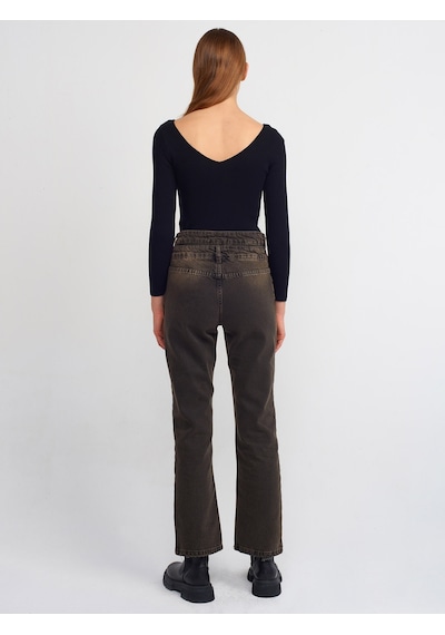 Dilvin Çift Kemerli Stright Denim Pantolon Siyah