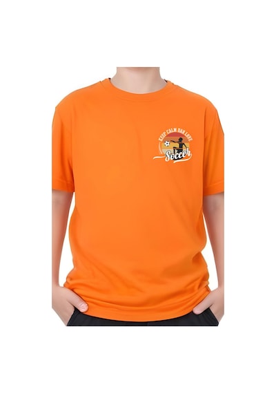 Panios Kids Soccer Baskılı Erkek Çocuk Kısa Kollu Tişört Turuncu