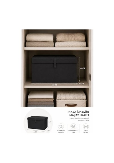 Maxi Boy, 50x40x30 Cm Ölçülerinde Lüks Organizer Saklama Kutusu Açık Bej