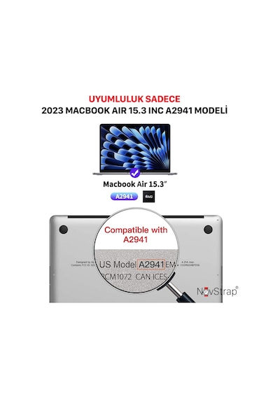 Novstrap Apple Uyumlu MacBook Air 15 İnç 2023 A2941 M2 Çip İle Ekran Koruyucu Parlak Nano Film