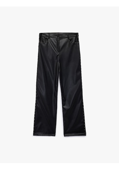 Koton Normal Bel Düğmeli Cepli Metal Aksesuarlı Düz Paça Suni Deri Pantolon Siyah 6wal40131ık Siyah Koton Normal Bel Düğmeli Cepli Metal Aksesuarlı Düz Paça Suni Deri Pantolon Siyah 6wal40131ık Siyah