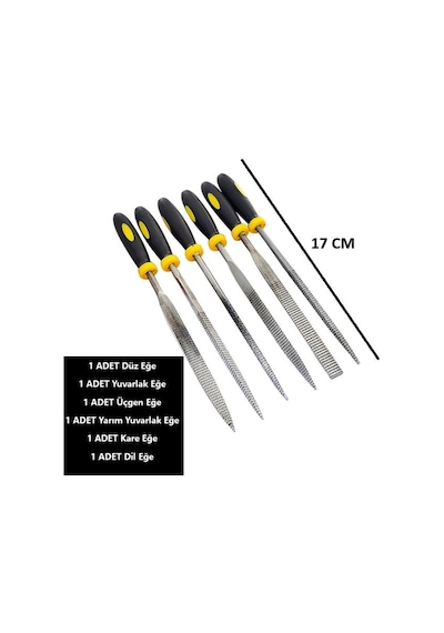 Mini Eğe Seti Çelik Törpü Takımı 6 Parça Ahşap Set Üçgen Kare Düz Yuvarlak Çok Amaçlı Hobi Set