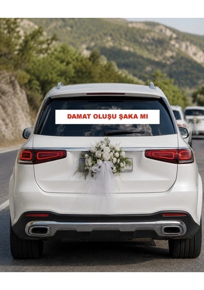 Damat Oluşu Şaka Mı Araba Arkası Konvoy Yazısı 100 15 Cm Beyaz
