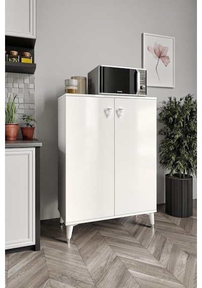 Simple Çok Amaçlı Dolap Mutfak Balkon Kiler Banyo Ayakkabılık Dolabı Beyaz Gümüş