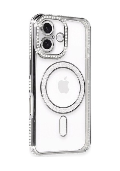 İphone 16 Plus Kılıf Joke Simli Magneticsafe Kılıf - Gri Renk