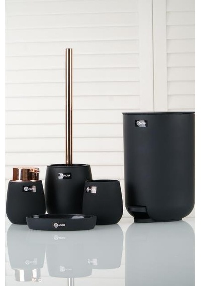 Acar 11640 Lumea 5'Li Akrilik Yuvarlak Banyo Set Siyah
