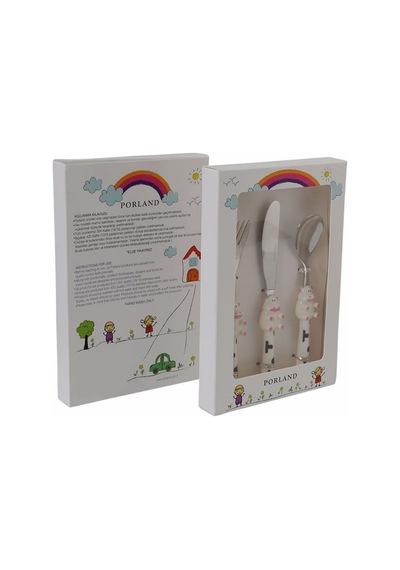 Porland Mini Cow Çocuk Çatal Kaşık Bıçak Takımı 3 Parça