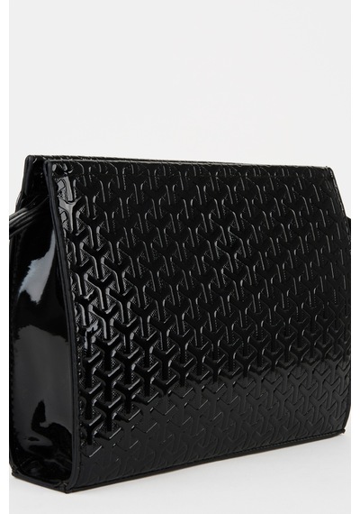 Vivaq Kadın Petunya Dokulu Siyah Astarlı Suni Deri Bilek Askılı Portföy El Ve Clutch Çanta SİYAH
