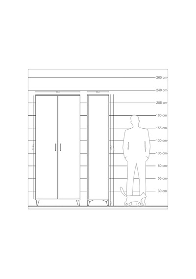 Arges Dolap 5 Raflı Tek Çekmeceli 4 Kapaklı 88x30x221 Antrasit-antrasit Aytası