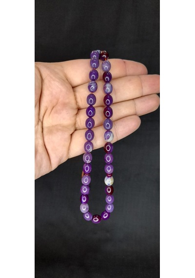Anemore Collection Sıkma Kehribar Tesbih Mor Renk Beyzi Kesim T-412
