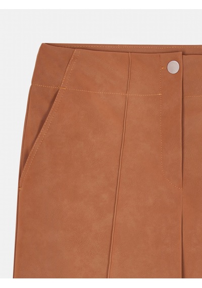 Dilvin 72252 Dikiş Detaylı Süet Görünümlü Pantolon-taba Taba