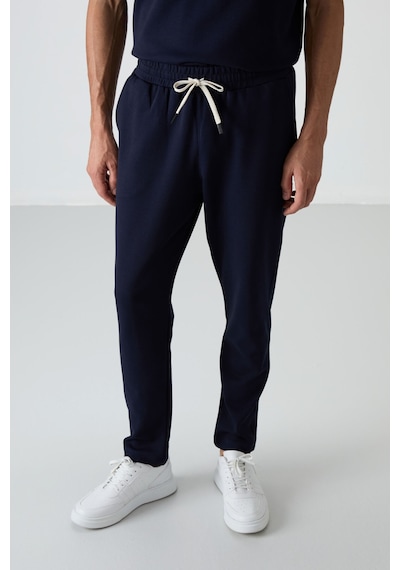 Tommy Life Lacivert Pamuklu Kalın Yumuşak Dokulu Oversize Fit Basic Erkek Eşofman Takım - 85251 Lacivert