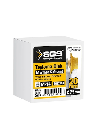 Sgs2794 M14-75x20 Mm Vakum Elmas Mermer Granit Taşlama Diski Balık Sırtı