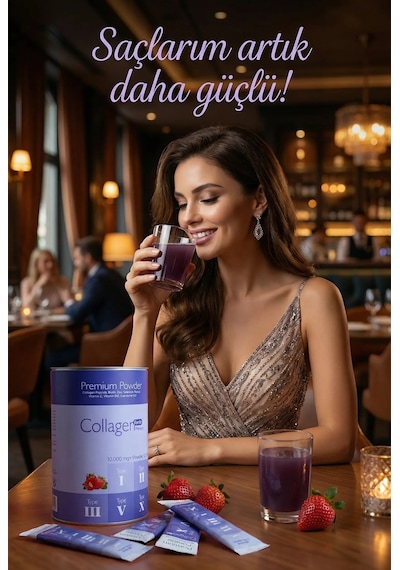 Collagen Forte Çilek Aromalı 1000 Mg Tip 1-2-3-5-10 Toz Kolajen 30 Şase
