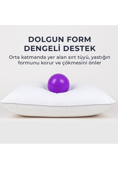 Silver 60 Twin Kaz Tüyü Yastık 3 Bölmeli Tasarım,%60 Gıdık Tüyü + Sırt Tüyü Dolgu, Orta-yumuşak Destek Genel