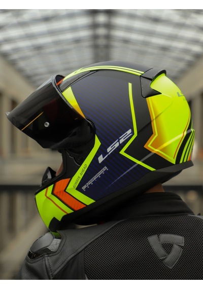 Rapid 2 Extra Full Face Motosiklet Kaskı Siyah Vizörlü Mat Sarı - Mavi