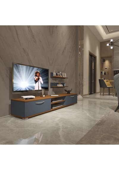 Decoraktiv Eko 4 Mdf Dvd Tv Ünitesi Tv Sehpası Ceviz - Antrasit