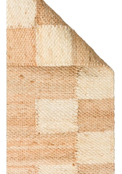 Natura Nt13 Beyaz Dama Desenli Jüt El Dokuma Bej Modern Halı