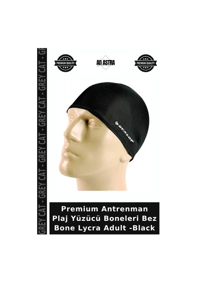 Premium Antrenman Plaj Yüzücü Boneleri Bez Bone Lycra Adult -black Siyah