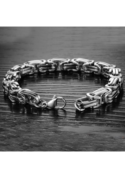 Ehediye Chavin Kalın Kral Model 8 Mm. Gri Çelik Erkek Bileklik Df14Slv