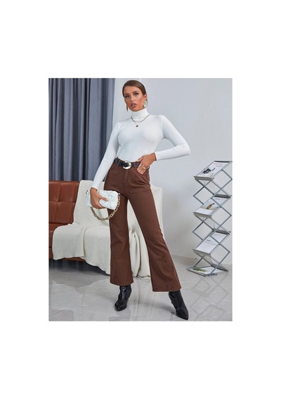 Hanclo Kadın Fitilli Balıkçı Yaka Slim Fit Triko Kazak Beyaz