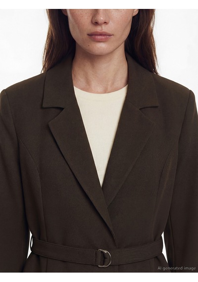 Lcw Modest Kahverengi Beli Kemerli Kadın Blazer Ceket