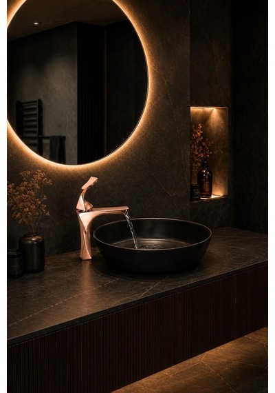 Fexo Kısa Lavabo Bataryası Parlak Rose