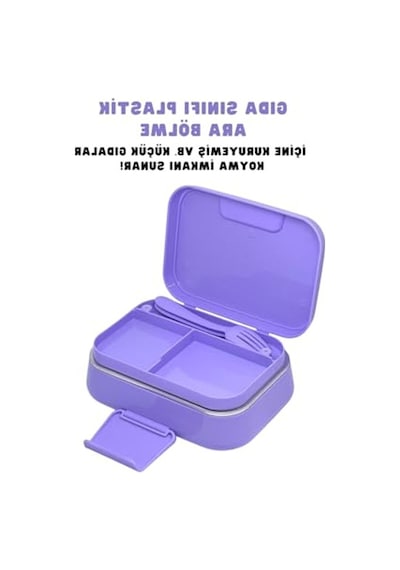 Tek Katlı Mor Paslanmaz Çelik 1030ml Lunchbox, 2 Bölmeli Sefer Tası