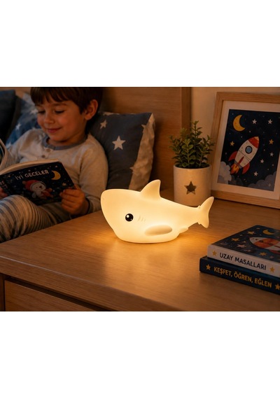 Köpekbalığı Gece Lambası Rgb Led Şarjlı Masa Lambası, Puf Dokunmatik Renk Değiştiren Silikon Çocuk Gece Lambası, Usb Şarjlı Bebek Uyku Işığı,hayvan Figürlü Oda Lambası Diğer