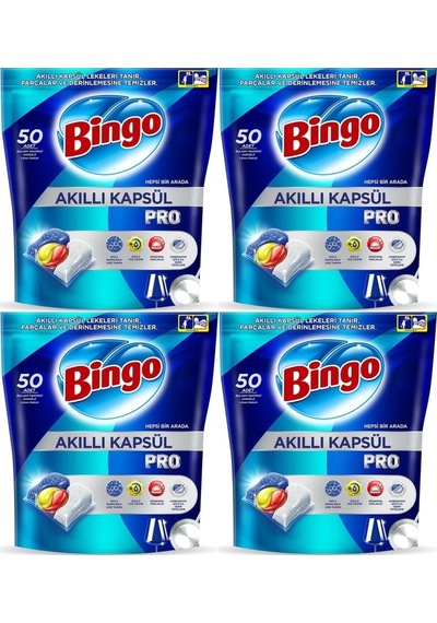 Akıllı Kapsül Pro Bulaşık Makinesi Deterjanı Tableti 200 Adet Limon Kokulu 4pk 50