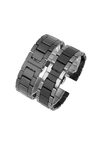 Gear S2 20mm Mat Seramik Metal Zore Kordon-parlak Siyah