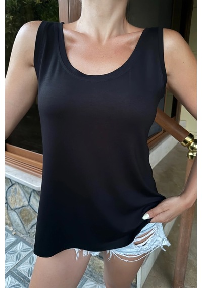 Bb Butik Basic Tiril Tiril Lüx Kalite Penye Viskon Bluz Atlet Lx2811 Siyah