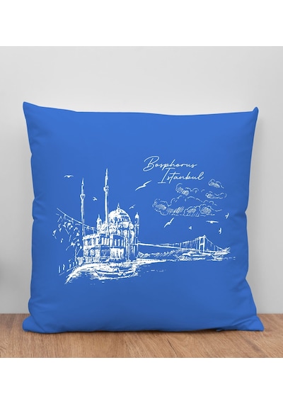 Bk Gift İstanbul Tasarımlı Mavi Kırlent Yastık, Arkadaşa Hediye, Ev Dekorasyonu, Ev Hediyesi-2
