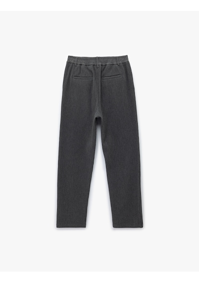 Koton Pileli Dokulu Cepli Slim Fit Pantolon Antrasit 7wam40004hk