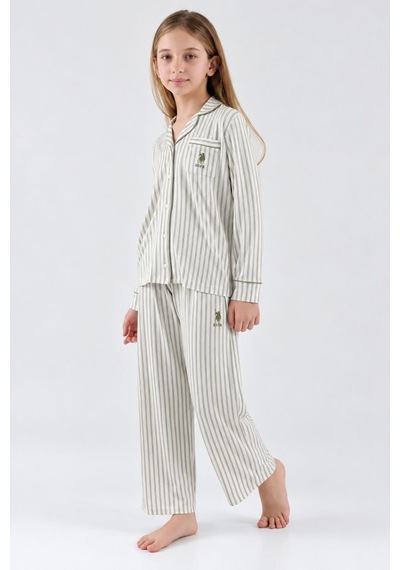 U.s. Polo Assn. Kız Çocuk Modal Pamuklu Kışlık Önden Düğmeli Uzun Kol Regular Fit Pijama Takım Yeşil U.s. Polo Assn. Kız Çocuk Modal Pamuklu Kışlık Önden Düğmeli Uzun Kol Regular Fit Pijama Takım Yeşil