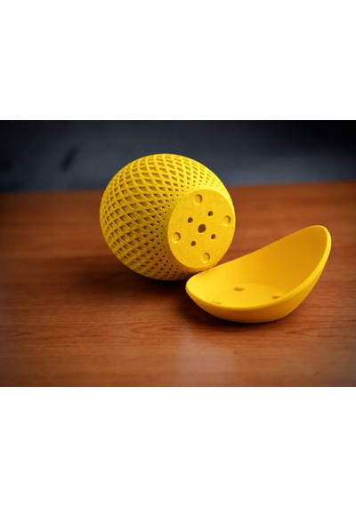 3d Baskı Küre Saksı - Kafes Dokulu İki Parçalı Dekoratif Saksı - Sarı-sarı