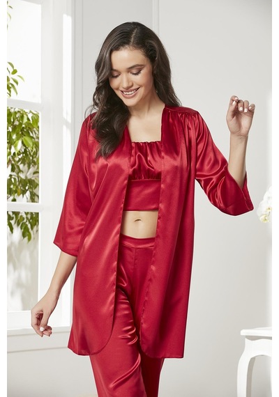 Pierre Cardin Saten 3'lü Kadın Pijama Takımı - 2075 001