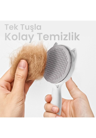 Tr Kedi Köpek Tarağı Otomatik Temizlenen Düğmeli Evcil Hayvan Tarağı, Masaj Etkili Yumuşak Tarama Fırçası