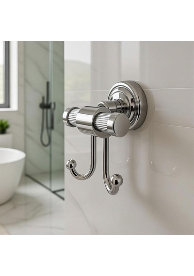 Gümüş İkili Askılık Vidalı Duvar Tipi Banyo Duvar Havlu Askısı Dayanıklı Paslanmaz Modern Tasarım Çok Renkli