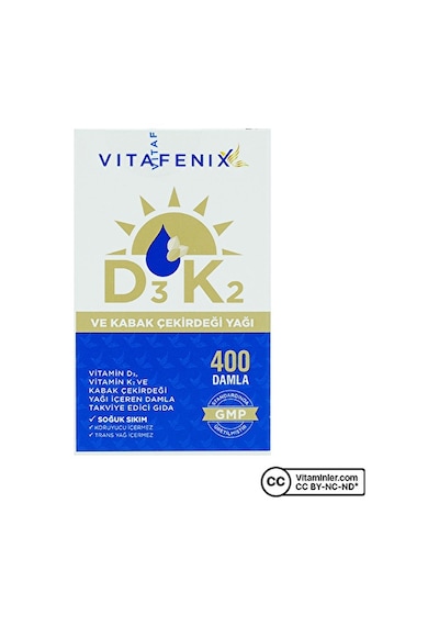 Vitafenix Vitamin D3 K2 Ve Kabak Çekirdeği Yağı 20 Ml