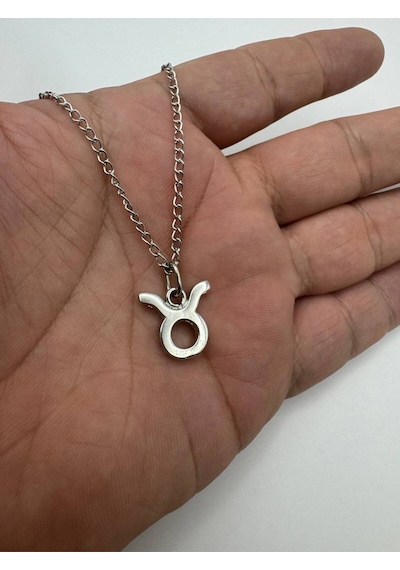 Boğa Burcu Sembol Kolye 60 Cm Zincirli, Zamak Kaplama Unisex Astrolojik Tasarım Çok renkli