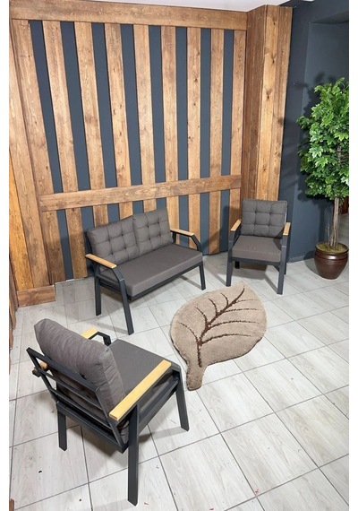 Ard & Garden 2 1 1 Balkon Takımı, Çay Seti, Metal Koltuk Takımı, Bahçe Takımı, Bahçe Mobilyası Koyu Kahverengi
