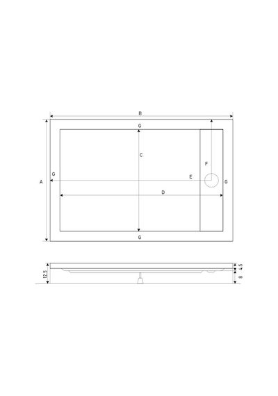 Shower 75x160 Drop Dikdörtgen Monoblok Duş Teknesi H:12,5 Cm