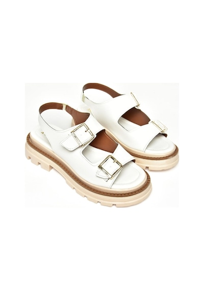 Fox Shoess437302209 Beyaz Kalın Tabanlı Kadın Sandalet Beyaz