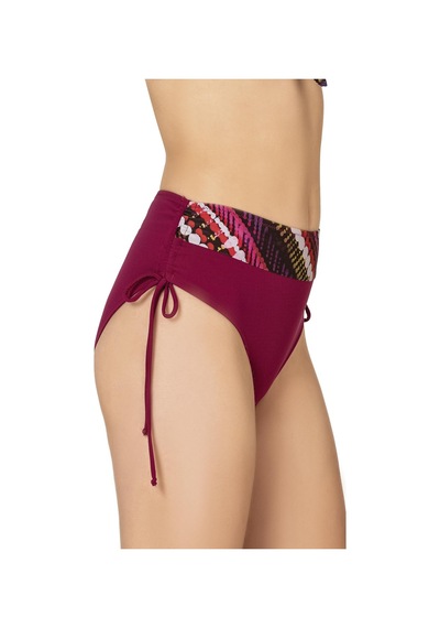 Endeep Kadın Büyük Beden Balenli Destekli Bordo Desenli Bikini Takımı-bordo Desenli Bordo