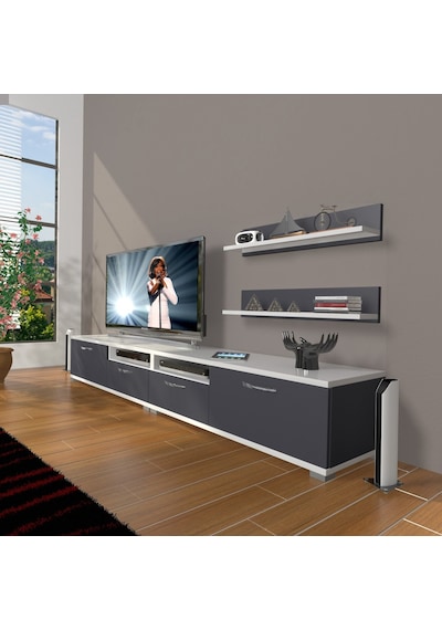 Decoraktiv Eko 220r Mdf Tv Ünitesi Tv Sehpası Beyaz - Antrasit
