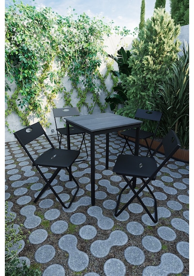 Balkon Bahçe Mutfak 5'li Bistro Set Masa Sandalye Takımı Siyah Balkon Bahçe Mutfak 5'li Bistro Set Masa Sandalye Takımı Siyah